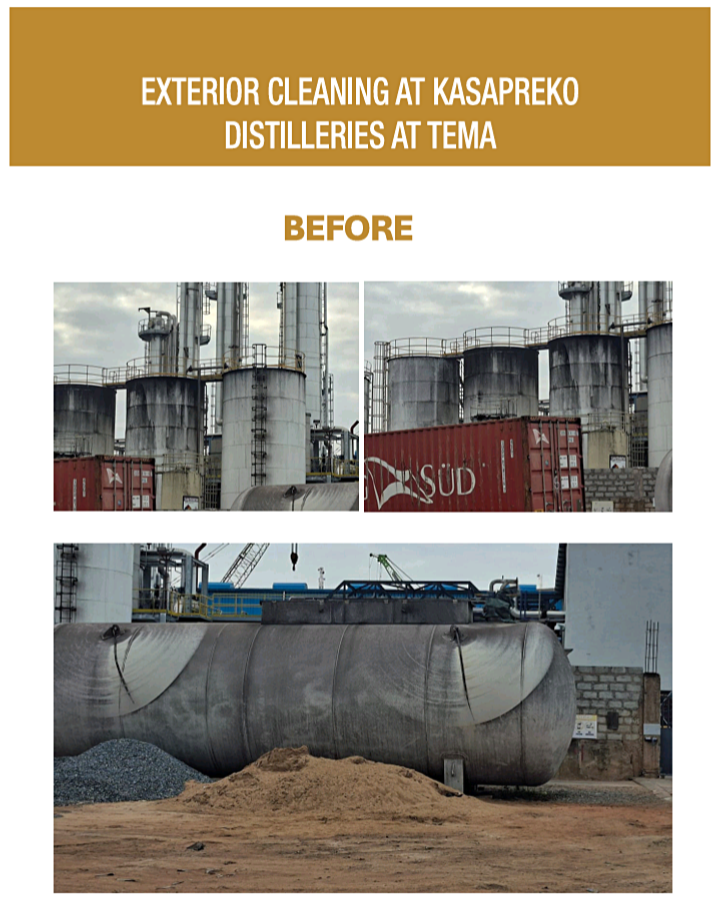 Exterior cleaning of three story office space at tema