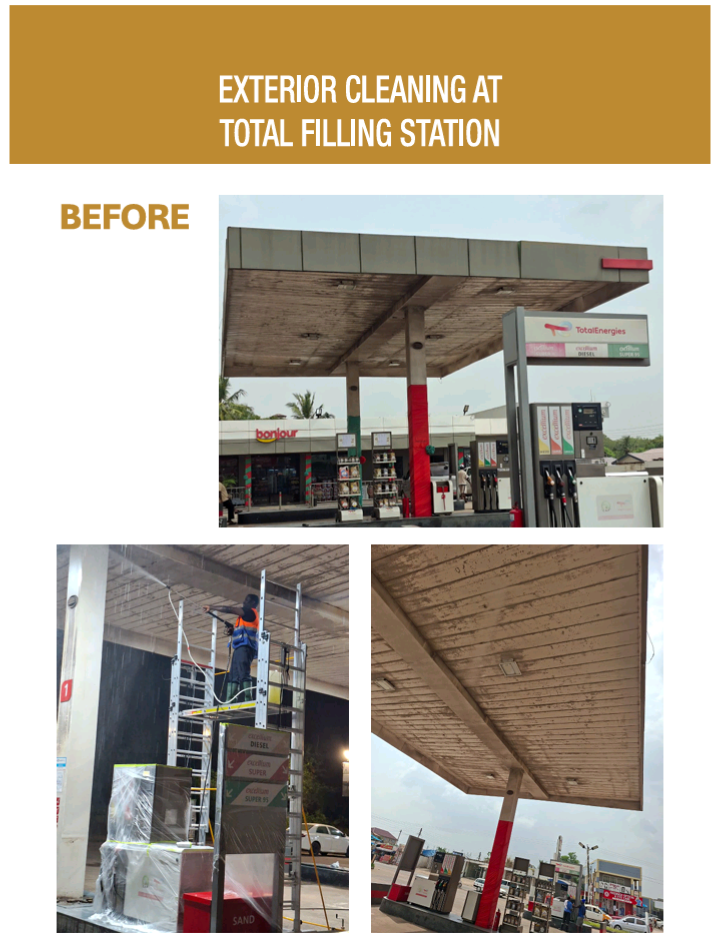 Exterior cleaning of three story office space at tema
